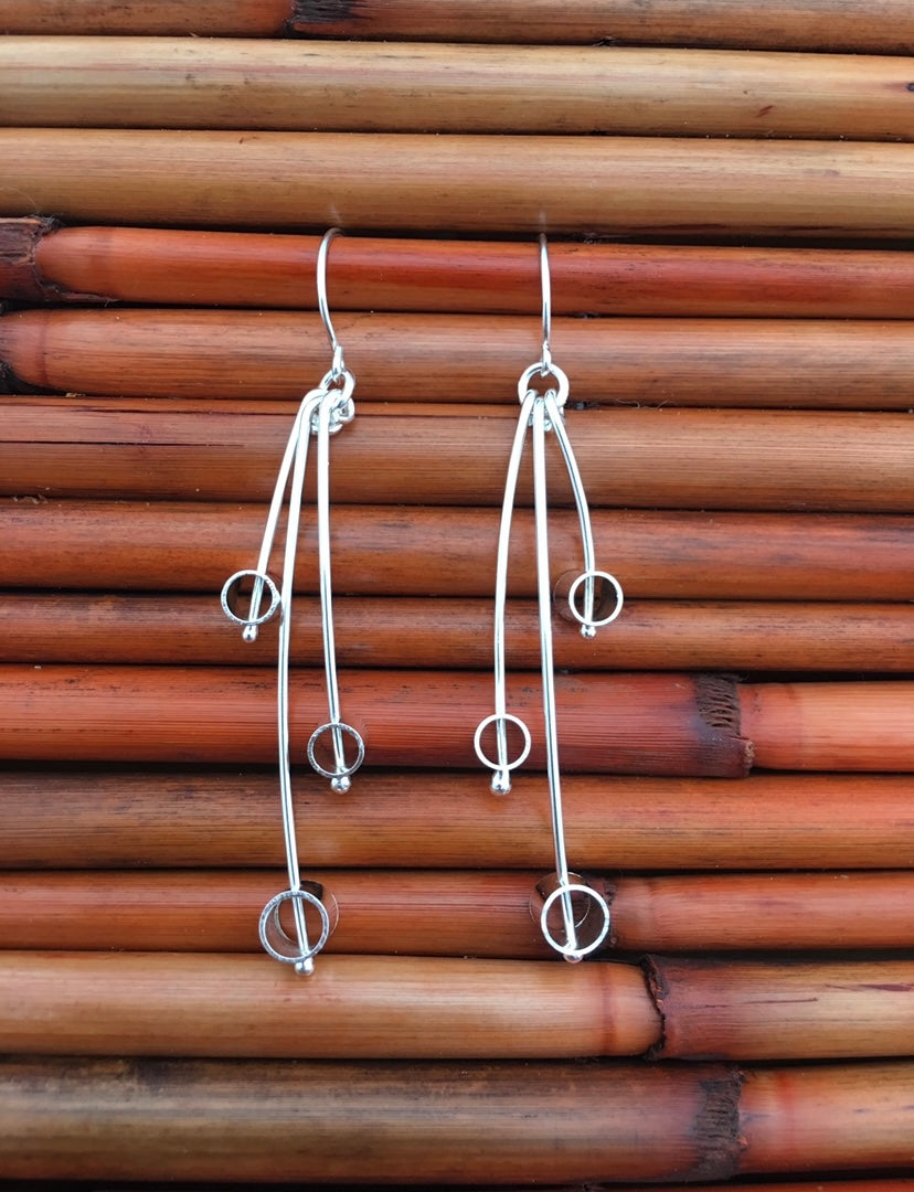 ON SALE!! Sterling Silver Handmade Triple Tube Earrings