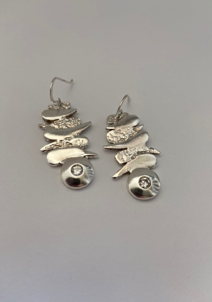 Sterling Silver Handmade Earrings with Cubics