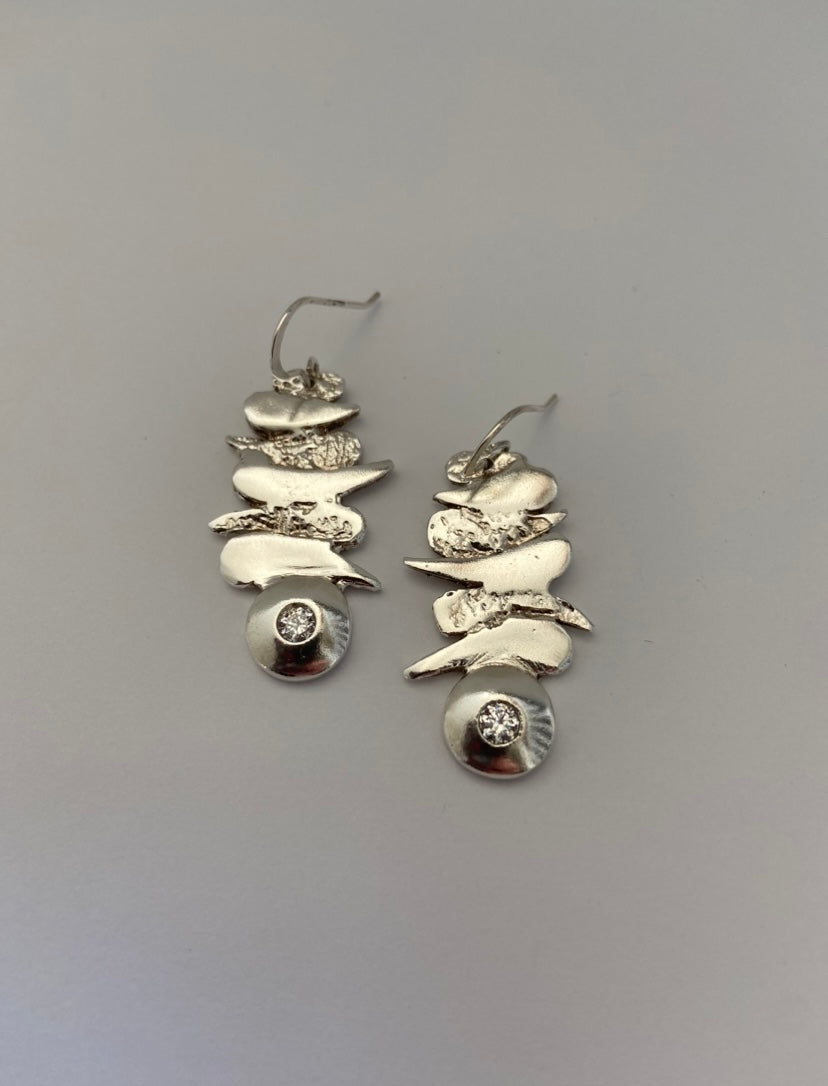 Sterling Silver Handmade Earrings with Cubics